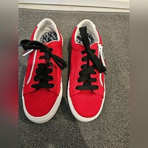 Tommy Hilfiger Red Sneakers With Zippers & Black Laces Women's Size 6M